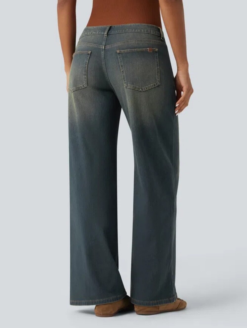 Halara Flex™ Asymmetric Low Rise Baggy Wide Leg Jeans Medium Tall NWT - Picture 3 of 9